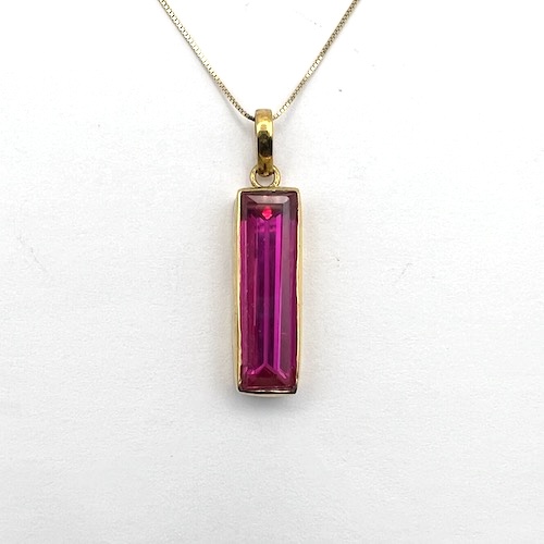 Magenta Oblong Gemstone Power Object Charged by Sri Kaleshwar in Gold