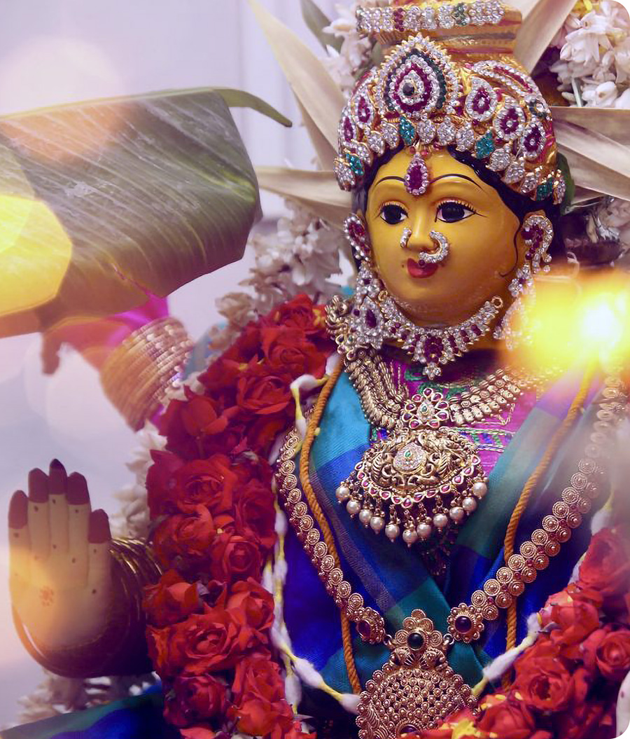 Receive Varalakshmi's blessings on Varalakshmi Varatham 2023 with the Divine Mother Center from the comfort of home.