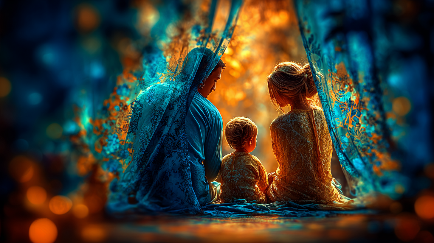 A parent and child together in soft afternoon light