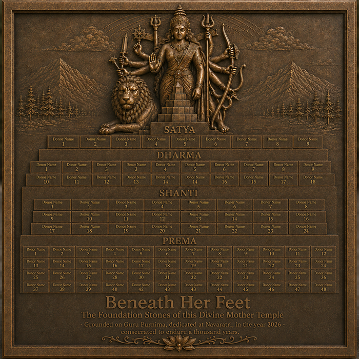 Example of the Divine Mother Temple dedication plaque