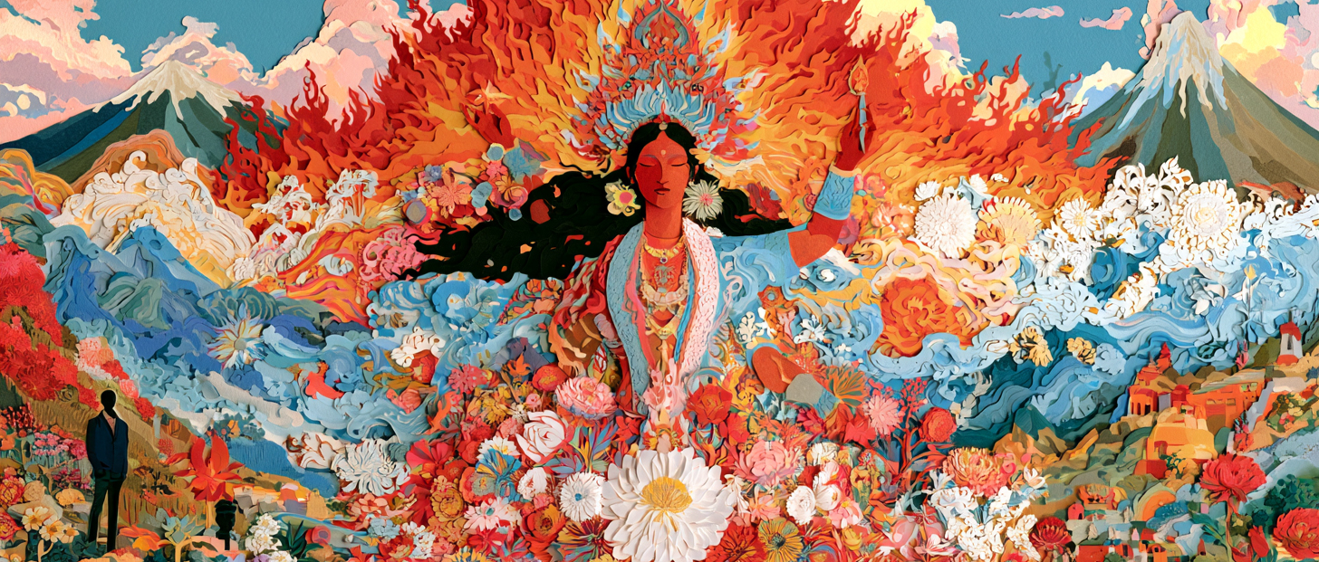 The sacred fire burning at the Divine Mother Center